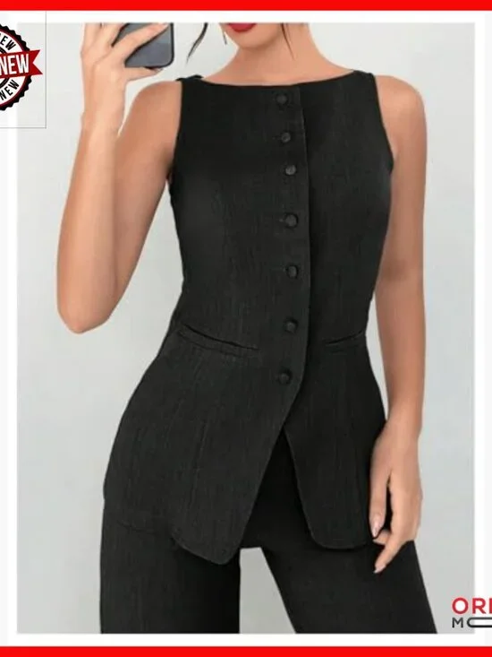 Women's 2 Piece Business Casual Outfit Vest and Pants Set - Picture 3 of 5